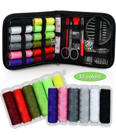 Sewing Kit 74 Pcs - Portable Mini Sewing Accessories Set with 12 Color Thread, Tape Measure, Needles, Scissors - Ideal for Home and Travel - Buy Online on GoSupps.com