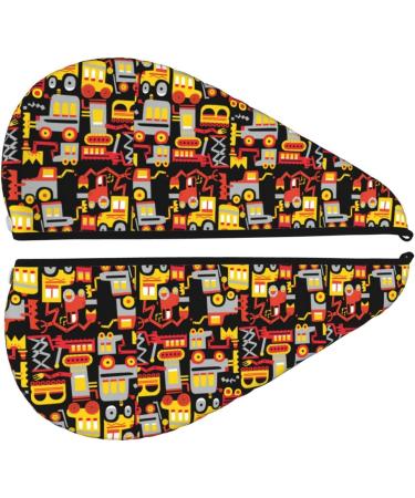 Hair Towel Wrap for Quick Drying | Buttoned Towel Turban | Fast Hair Drying Towel (Cars Design) - International Shipping Available - Buy Online on GoSupps.com