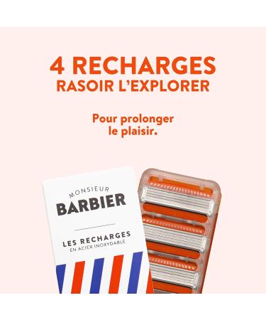 Monsieur Barbier Razor Refill Packs | 5 Blades for Men | 4 Fusion Compatible Cartridges | L'Explorer Shaving Handle | Ultimate Shaving Experience - Buy Online on GoSupps.com