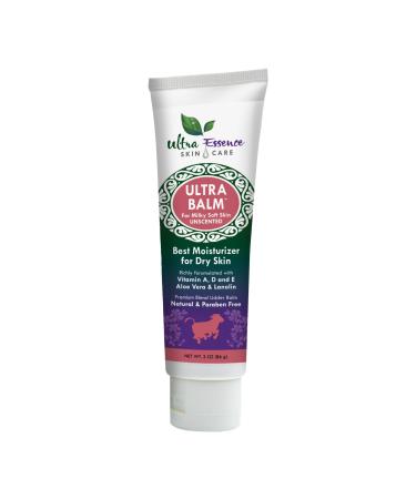 Daily Moisturizer For Dry Itchy Skin Psoriasis & Eczema Relief That Contains Lanolin Vitamins A D & E Aloe Vera To Moisturize Face Body Dry Hands & Cracked Heels by Ultra Balm (Unscented)