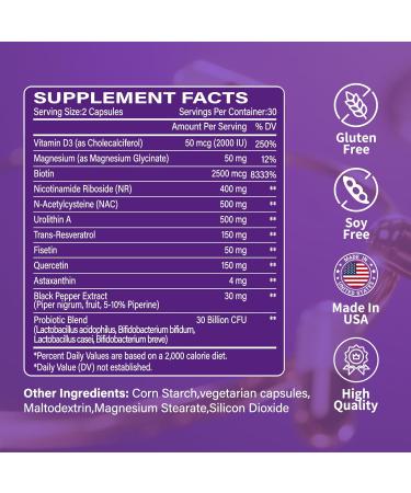 Ecliptron NAD+ Supplement for Women & Men 1800mg - Liposomal NAD Plus with Nicotinamide Riboside & Resveratrol Anti-Aging | Mitochondrial Health | Radiant Skin - 60 Capsules - Buy Online on GoSupps.com