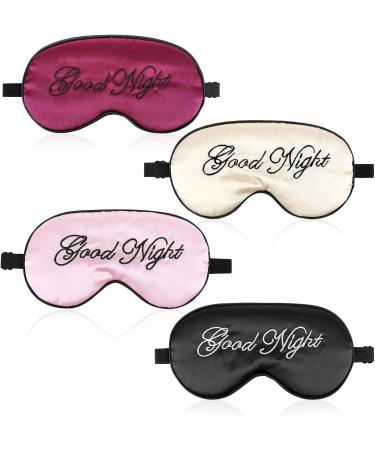 4Pcs Satin Sleeping Mask Set - Soft Blackout Eye Masks with Adjustable Straps for Comfort | Ideal for Sleep Meditation and Travel - Unisex for Women Men & Kids - Buy Online on GoSupps.com