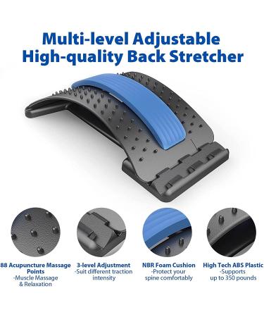 Moriyou Back Stretcher: 3 Adjustable Settings for Pain Relief - Spinal Decompression & Alignment - Massager Included - Blue - Buy Online on GoSupps.com