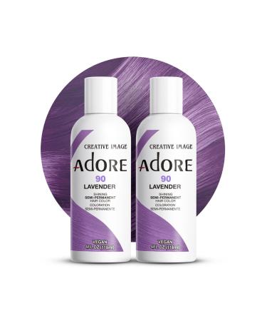 Adore Semi Permanent Hair Color - Vegan and Cruelty-Free Hair Dye - 4 Fl Oz - 090 Lavender (Pack of 2) 090 Lavender 4 Fl Oz (Pack of 2)