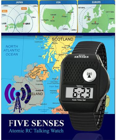 Five Senses English Atomic Talking Watch for Seniors - Easy to Use Ideal for Blind Men & Women - Black | Perfect Gift for Older Adults - Buy Online on GoSupps.com