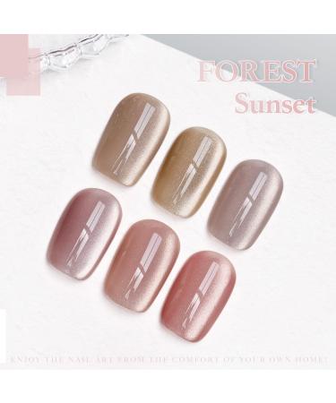 GAOY Forest Sunset Cat Eye Gel Nail Polish Set - Holographic Magnet Gel for Salon Manicure & DIY Nail Art at Home - International Shipping Available - Buy Online on GoSupps.com