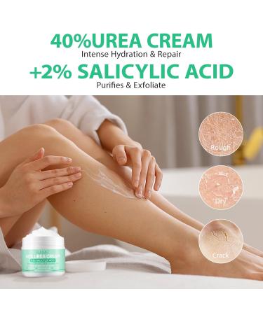 Urea Cream 40% for Feet - Maximum Strength with Salicylic Acid Hyaluronic Acid & Tea Tree Oil | Deep Moisturizer & Callus Remover 5.29 oz - Buy Online on GoSupps.com