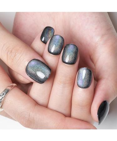 GLAMERMAID Extra Short Squoval Press on Nails - Halloween Rainbow Black Gel 24 Glossy Reusable Acrylic Manicure Kits for Women - Buy Online on GoSupps.com