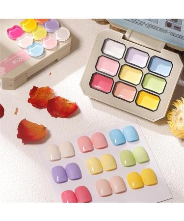Solid Cream Gel Polish Set Creamy Colorful Nail Polish Set Gel Nail Polish Summer Colors Nine-Square Kit with Brushes Long Lasting Solid Nail Polish Palette - Buy Online on GoSupps.com