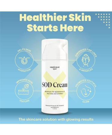 Superoxide Dismutase SOD Anti Aging Cream - Repair Fine Lines & Wrinkles, 3.4 oz Face Moisturizer for Firmer & Smoother Skin - Younger Looking Results - Buy Online on GoSupps.com