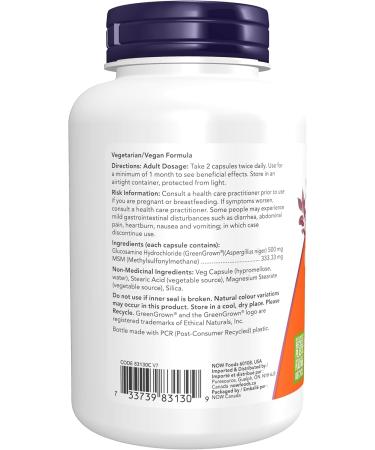 NOW Supplements Vegetarian Glucosamine and MSM Capsules 120 Count - Buy Online on GoSupps.com