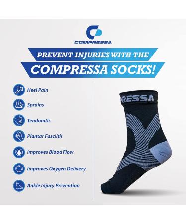 Compressa Ankle Brace for Men & Women - Premium Compression Sleeve for Joint Pain Relief Muscle Recovery Arthritis & Injury Support (3 Pairs - Buy Online on GoSupps.com