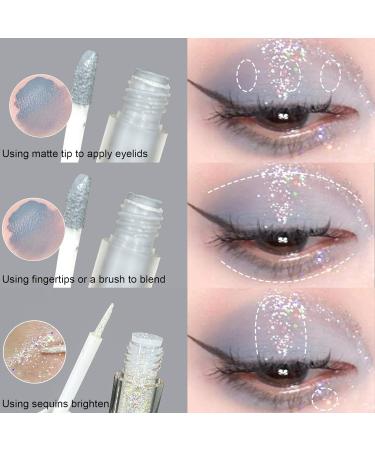 Jutqut 2PCS Liquid Glitter Eyeliner Eyeshadow Shimmer Eyeshadow and Matte Eyeshadow 2 in 1 Dual-End Cream Cosmetics Eyeshadow Eyeliner Glitter Matte Glitter Pressed All Highly Pigmented Blending Liquid Create Korean & Smoky Eyeshadow Makeup #Pk01&pk02 - Buy Online on GoSupps.com