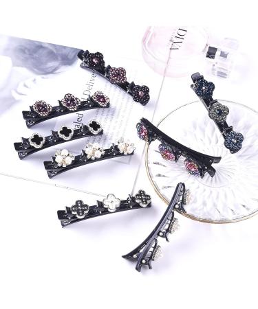 Sparkling Crystal Stone Braided Hair Clips Set | 8Pcs Duckbill & Small Clips with Rhinestones for Women/Girls - Buy Online on GoSupps.com