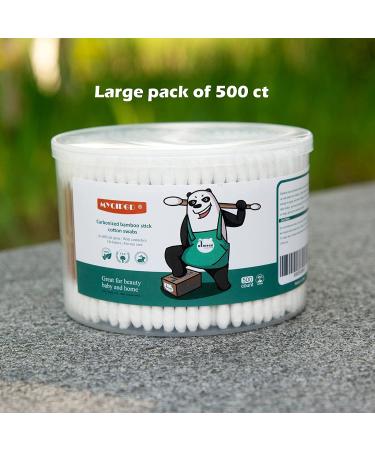 500 Brown Carbonized Bamboo Stick Cotton Swabs by MYQIPGD | Biodegradable Organic Wooden Qtips | Natural Soft Q tips for Ears - Buy Online on GoSupps.com