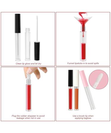 RONRONS Set of 20 Refillable Lip Gloss Bottles with Rubber Inserts - Pink+Black Empty Lip Gloss Tubes - Buy Online on GoSupps.com