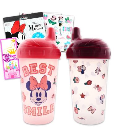 Disney Minnie Mouse Leak-Proof Sipper Cup Set for Kids - Bundle with 2 Disney Spill-Proof Sippy Cups Plus Minnie Stickers and More (Disney Sipper Cups)