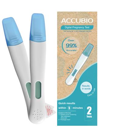 ACCUBIO Digital Pregnancy Test Over 99% Accurate Result in Words Within 5 Minutes HCG Pregnancy Test Home Rapid Detection 25miu/ml 2Tests
