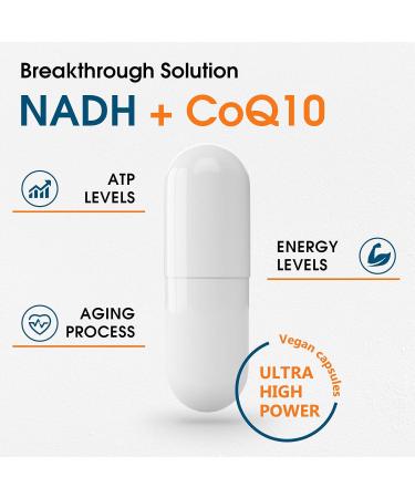 NADH + CoQ10 + D-Ribose Supplement - Boost Energy & Combat Fatigue - 120 Veggie Capsules (Pack of 2) - Enhance NAD+ Levels - Buy Online on GoSupps.com