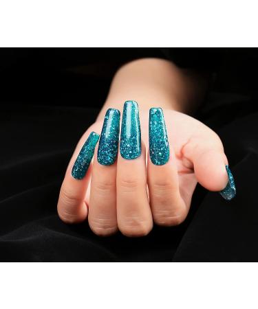 AIMEILI Diamond Glitter Teal Blue Green Gel Nail Polish - 044 (10ml) - Buy Online on GoSupps.com
