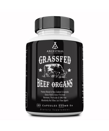 Ancestral Supplements Grass Fed Beef Organ Supplement, Supports Whole Body Wellness with Proprietary Blend of Liver, Heart, Kidney, Pancreas, Spleen, Freeze-Dried Beef, Non-GMO, 180 Capsules 180 Count (Pack of 1)