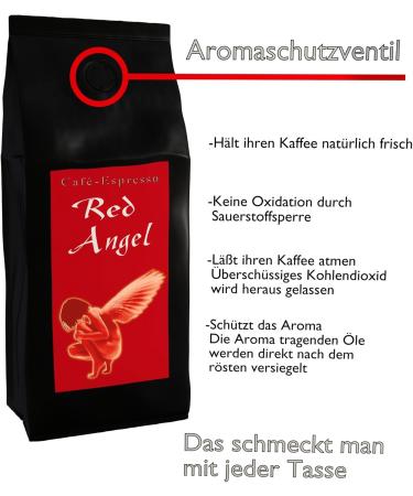  C&T Espresso Red Angel - The Fiery - Premium Solid Expresso (1000 g Soil) - Low Acidity and Well Tolerated Sweet and Freshly Roasted - Buy Online on GoSupps.com