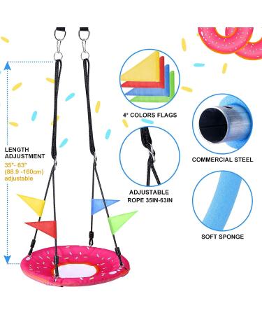 Odoland 24 inch Kids Tree Swing - Pink Saucer Swing for Outdoor Play - 900D Oxford Platform with Hanging Ropes and Turnbuckle - Buy Online on GoSupps.com