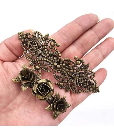French Vintage Hair Clips Set - 5 Metal Rose Hairpins for Women & Girls - Perfect Gift - Buy Online on GoSupps.com
