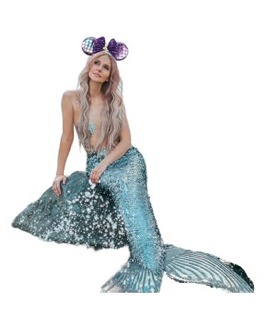 Zhezesmila Mermaid Purple Mouse Ears Headband, Hair Clips & Scrunchies Set for Girls & Women - Birthday Party Hair Accessories - Buy Online on GoSupps.com
