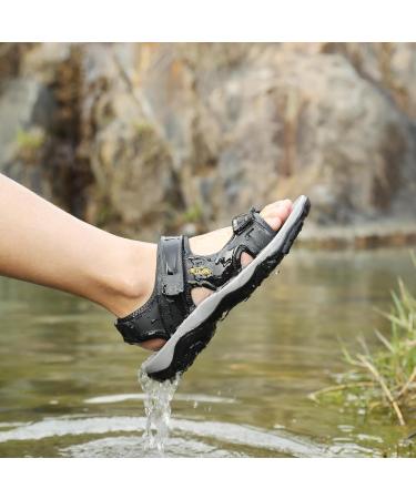 Men's Leather Sandals - Zyldk Beach & Trekking Outdoor Shoes | Summer Hiking & Sports Sandals (41 EU Black) - Buy Online on GoSupps.com