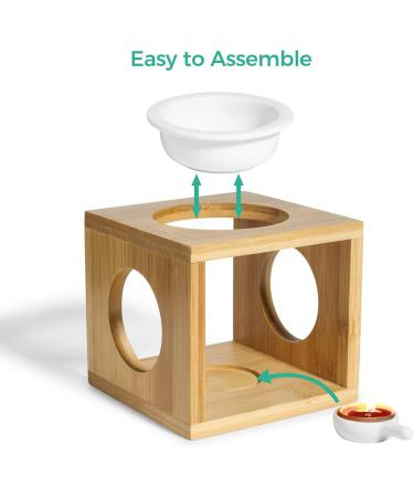 Comsaf Fragrance Lamp with Candle Holder - Aromatherapy Oil Burner for Meditation Yoga & Home | Ceramic Square Tea Light & Removable Wax Holder - Buy Online on GoSupps.com
