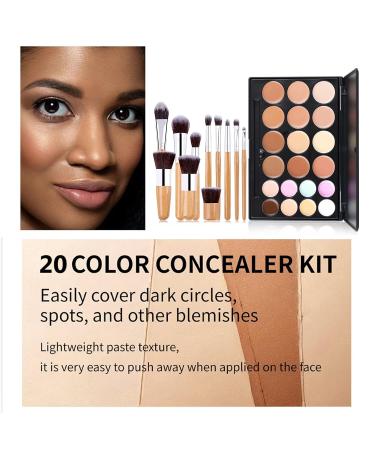 Pure Vie 20 Colors Concealer Palette with 11 Brushes - Full Coverage Camouflage Makeup Kit for Dark Circles, Acne, Contouring - 8 Ounce (Pack of 1) - Buy Online on GoSupps.com
