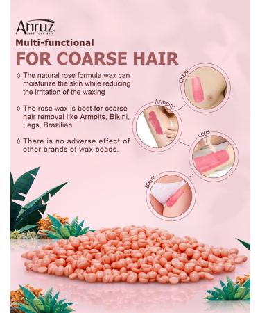 Anruz Waxing Pearls for Sensitive Skin - 453g Rose Wax for Home Hair Removal | 20 Applications for Armpit Brazilian Bikini & Leg | Perfect for Wax Warmers - Buy Online on GoSupps.com