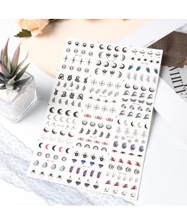 Designer Star Moon Nail Art Sticker Set - 12 Sheets | Luxury Water Transfer Decals for Gothic Nails | DIY Nail Decoration for Women - Buy Online on GoSupps.com