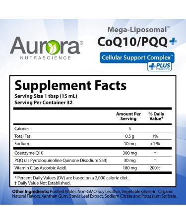 Aurora Nutrascience Mega-Liposomal CoQ10+ | 300 mg Organic Fruit Flavor | 16 fl oz - Buy Online on GoSupps.com