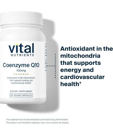 Vital Nutrients CoQ10 100mg - Vegan CoEnzyme Q10 Supplement | Antioxidant for Heart Health & Energy | Gluten Dairy Soy Free Non-GMO | 60 Capsules - Buy Online on GoSupps.com