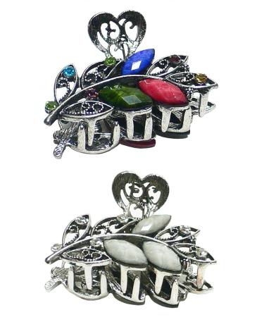 JCGY Set of 2 Small Metal Jaw Clips - Multi Color Off White Hair Claw Clips - Buy Online on GoSupps.com
