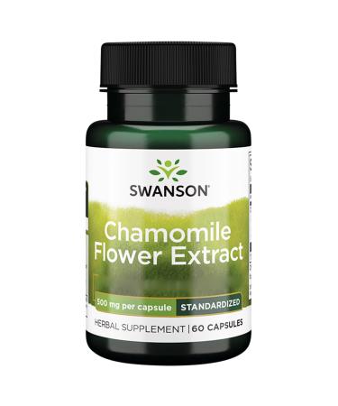Swanson Chamomille Flower Extract 500mg High Dose 60 Capsules SOYA Free Gluten Free Non-GMO