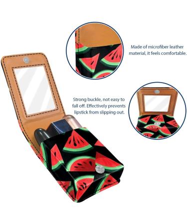 Travel Lipstick Organizer Case - Portable Makeup Bag with Mirror | Watermelon Black Background B545p1atbv | Shop Internationally - Buy Online on GoSupps.com