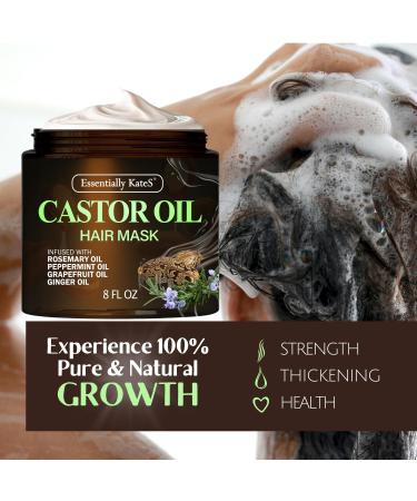 Castor Oil Hair Mask 8 Fl Oz | Infused with Rosemary Peppermint Grapefruit & Ginger | Fuller Thicker Hair | Long-Lasting Immediate Results - Buy Online on GoSupps.com