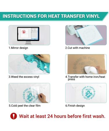 HTVRONT Heat Transfer Vinyl Bundle - 24 Pack 12x12 Iron-On Vinyl Sheets for T-Shirt, 21 Assorted Colors HTV Vinyl with Teflon Sheet & Weeding Hooks - Buy Online on GoSupps.com