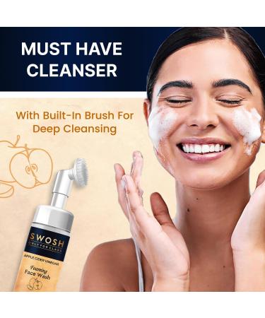 SWOSH Apple Cider Vinegar Foaming Face Wash for Acne-Prone Skin | Paraben-Free Sulfate-Free Built-in Brush | 100 ml - Shop Internationally - Buy Online on GoSupps.com