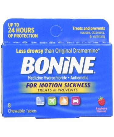 Bonine for Motion Sickness Chewable Tablets Raspberry Flavored 8 Each Raspberry 8 Count (Pack of 1)