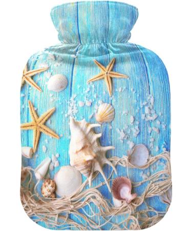 NAANLE Wood Sea Stars Shells Hot Water Bottle 2L - Transparent Large Heat & Cold Therapy for Pain Relief Ideal for Bed Hands & Feet - Buy Online on GoSupps.com