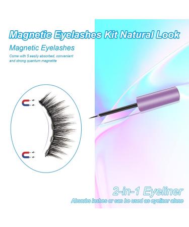 Magnetic Eyelashes and Eyeliner Kit - Natural Look, Reusable, Easy to Wear - 10 Pairs - Buy Online on GoSupps.com