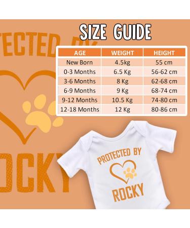 Personalised Protected By Dog Name Baby Grow | Cute & Comfortable Baby Vests for Girl or Boy | Matching Dog Scarf Bandana | 0 Months - White - Buy Online on GoSupps.com