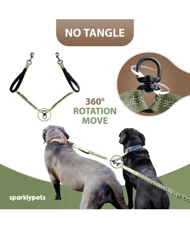 2-in-1 Dog Jogging Line & Leash | Dual Handle Belly Belt for Large & Medium Dogs | Green Army Dog Leash for Jogging & Hiking - Perfect for Two Dogs - Buy Online on GoSupps.com