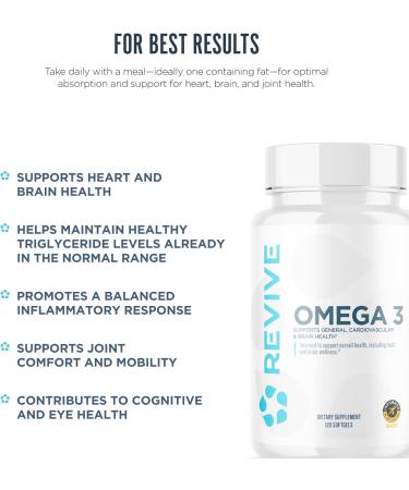 Revive MD Omega 3 Fish Oil Supplements for Men & Women Softgels with EPA & DHA Fatty Acids for Healthy Skin & Joints Heart & Brain Support Vegan-Friendly Gluten-Free (120 Softgels) - Buy Online on GoSupps.com