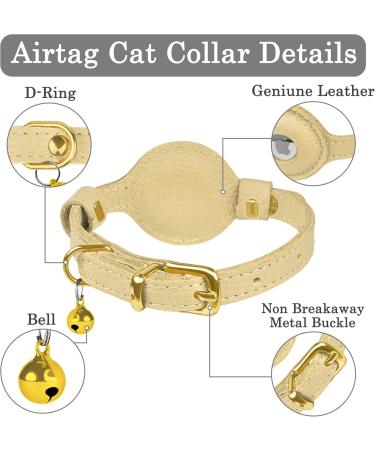 Buy Oopsdoggy Airtag Cat Collar - Durable Leather with Bells & Apple Airtag Holder for Cats & Small Dogs (Beige) | GPS Tracking & Pet Safety - Buy Online on GoSupps.com