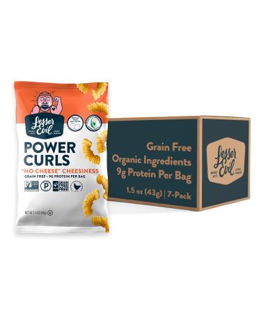 Lesserevil No Cheese Cheesiness Grain Free Power Curls No Artificial Ingredients High Protein, Egg White Powder, Crunchy Snacks, 1.5 Ounce (Pack of 7) "No Cheese" Cheesiness 1.5 Ounce (Pack of 7)